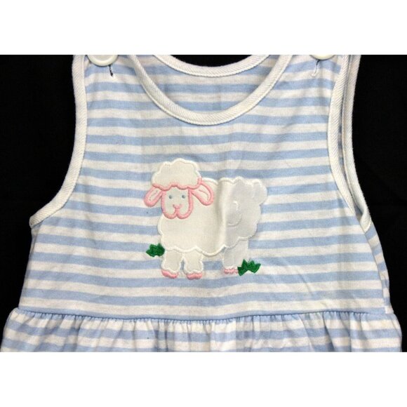 VTG Kelly's Kids Blue Striped Jumper 3T Spring Easter Lamb Sleeveless - Picture 3 of 7